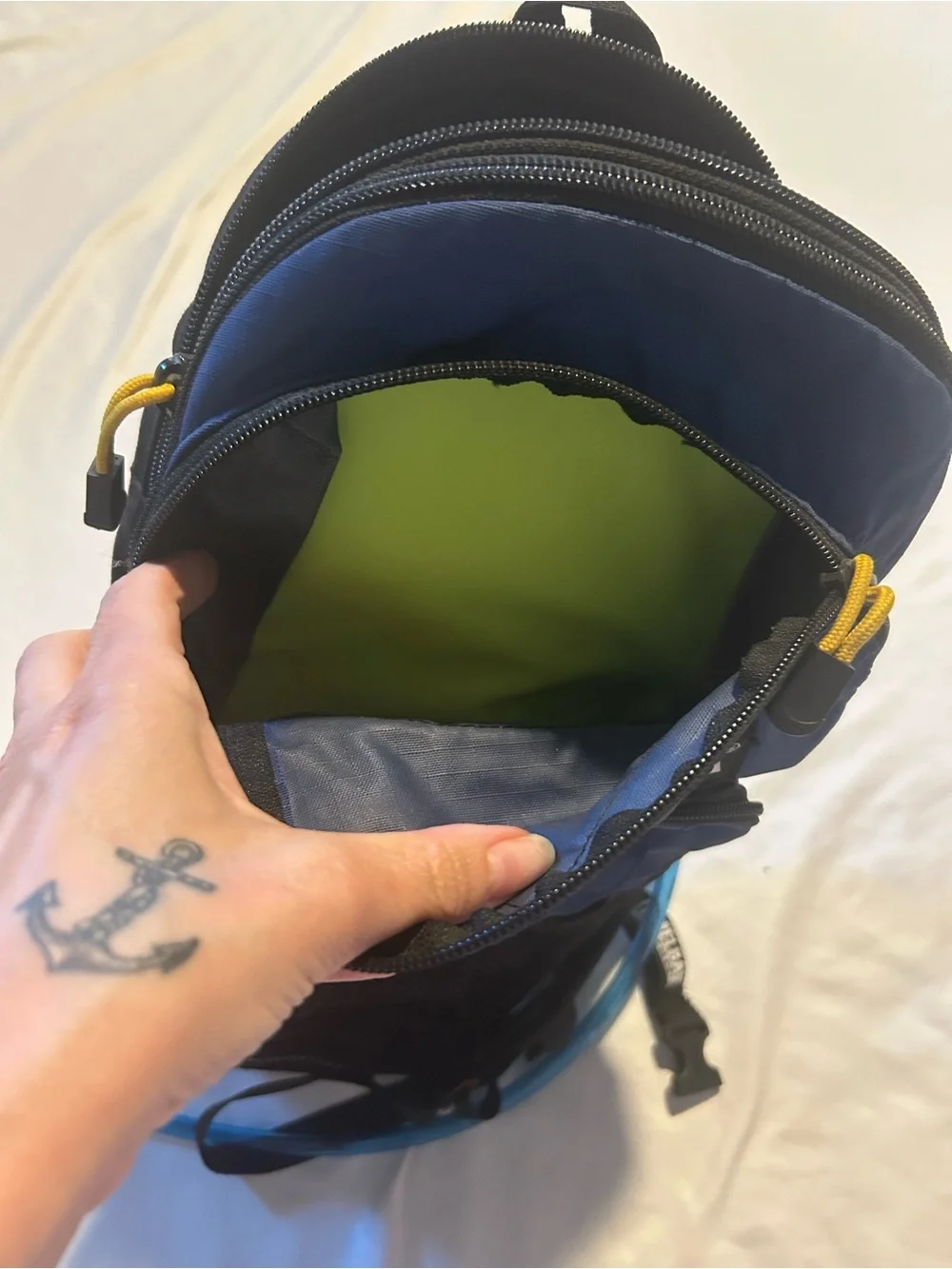 CamelBak Blue and Black Hydration Backpack with Yellow Accents